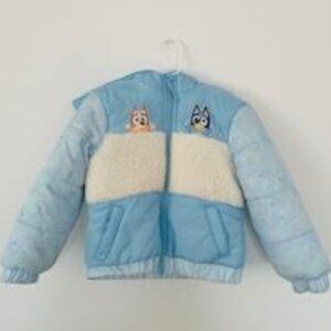 Bluey & Bingo Little Girls Zip-Up Puffer Winter Coat – Size 4T